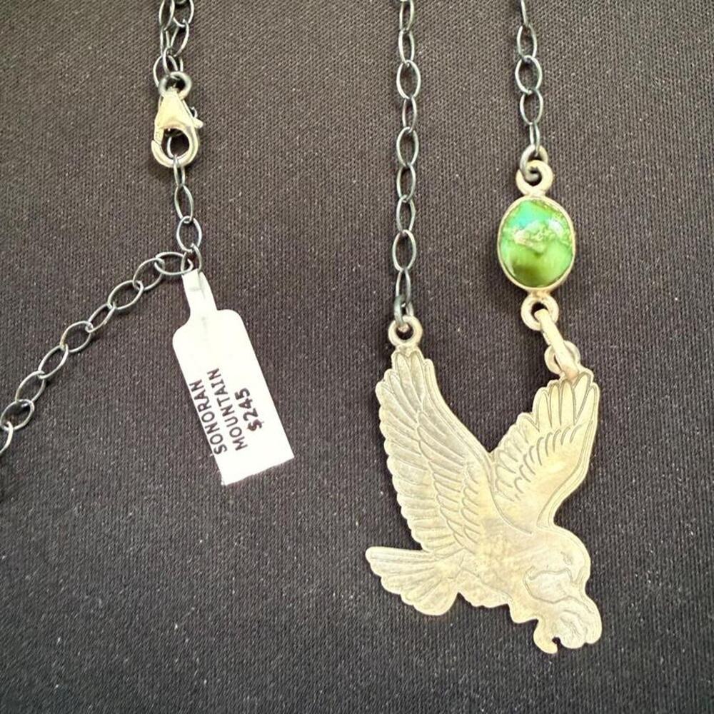 Sterling silver eagle necklace with Sonoran gold